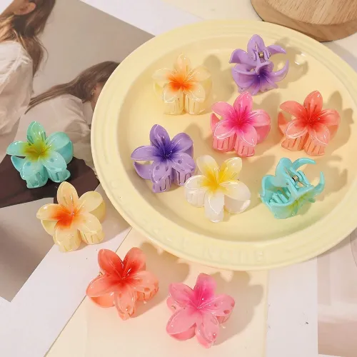 Colorful Lotus Flower Mini Claw Clips For Hair (2 pc)